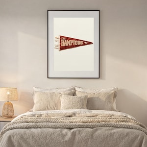 The Hamptons, New York Surf Pennant Print | Vintage Felt Pennant Art | Beach House Decor | Retro Surf Wall Art | Printable Digital Download image 6