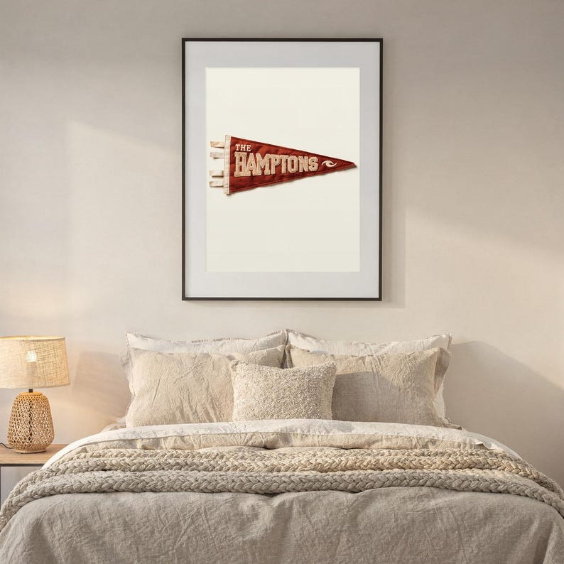 The Hamptons, New York Surf Pennant Print | Vintage Felt Pennant Art | Beach House Decor | Retro Surf Wall Art | Printable Digital Download image 6