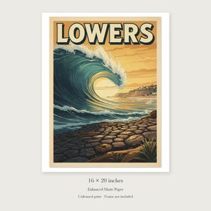 Lowers Trestles Surf unframed 16 by 20 inch print on enhanced matte paper, shown with its white paper border.