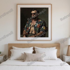 Abe Lincoln Print framed in a modern bedroom setting
