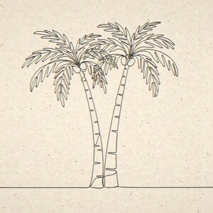 Boho Palm Tree Line Art framed in a home office setting