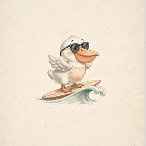 Pelican Surfing full artwork and composition, shown flat without a room setting.