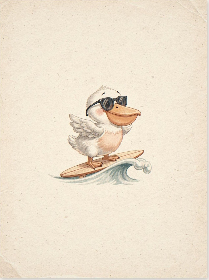 Pelican Surfing Art Print