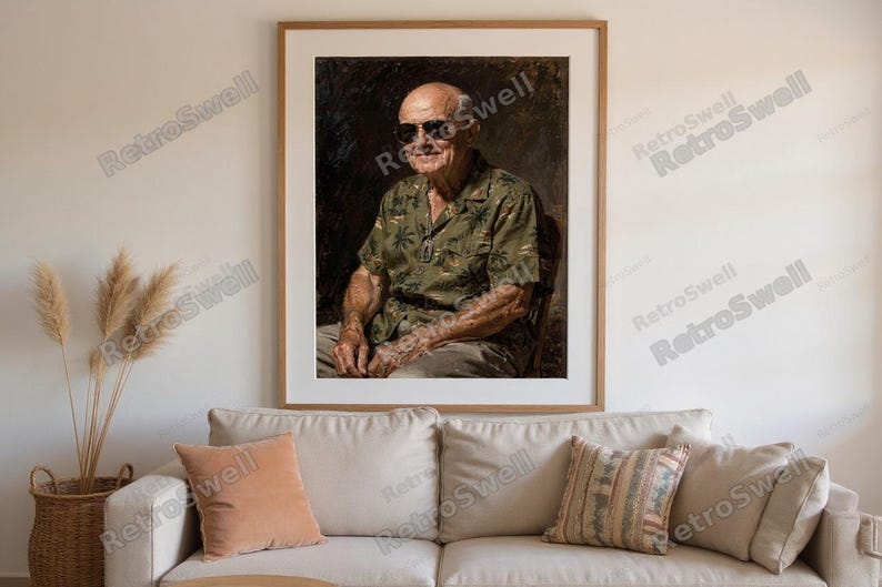 Eisenhower Surf Art Print framed in a beach-style living room setting