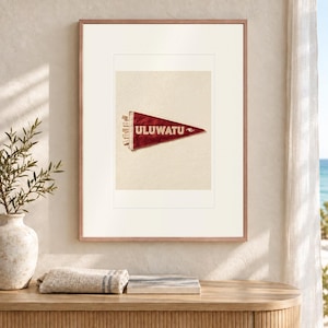 Lámina artística con banderín de surf de Uluwatu, póster costero enmarcado o sin enmarcar. imagen 12