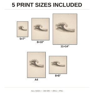 Vintage Wave Etching Print | Vintage Surf Wall Art (Digital Download) image 5