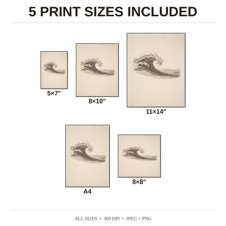 Vintage Wave Etching Print | Vintage Surf Wall Art (Digital Download) image 5