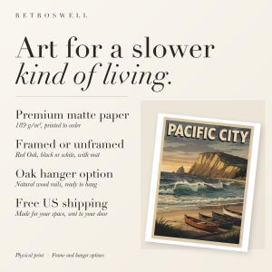 Pacific City Oregon Surf Travel Poster, Framed or Unframed Vintage Style Coastal Print image 11