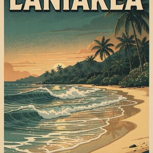 Laniakea coastal scene unframed printed artwork and full composition with its paper border.