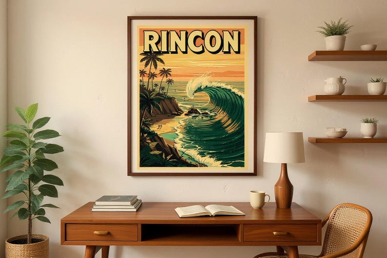 Rincon California Surf Poster | Vintage Beach Print | Coastal Wall Art | Surfing Decor | Printable Wall Art | Digital Download image 6