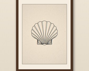 Boho Seashell Line Art | Boho Minimalist Coastal Print | Beach House Wall Decor | Single Line Printable Art