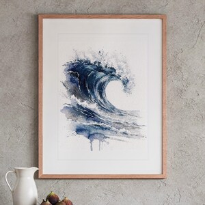 The Crest Wave Watercolor Art Print, Framed or Unframed Coastal Ocean Poster image 13