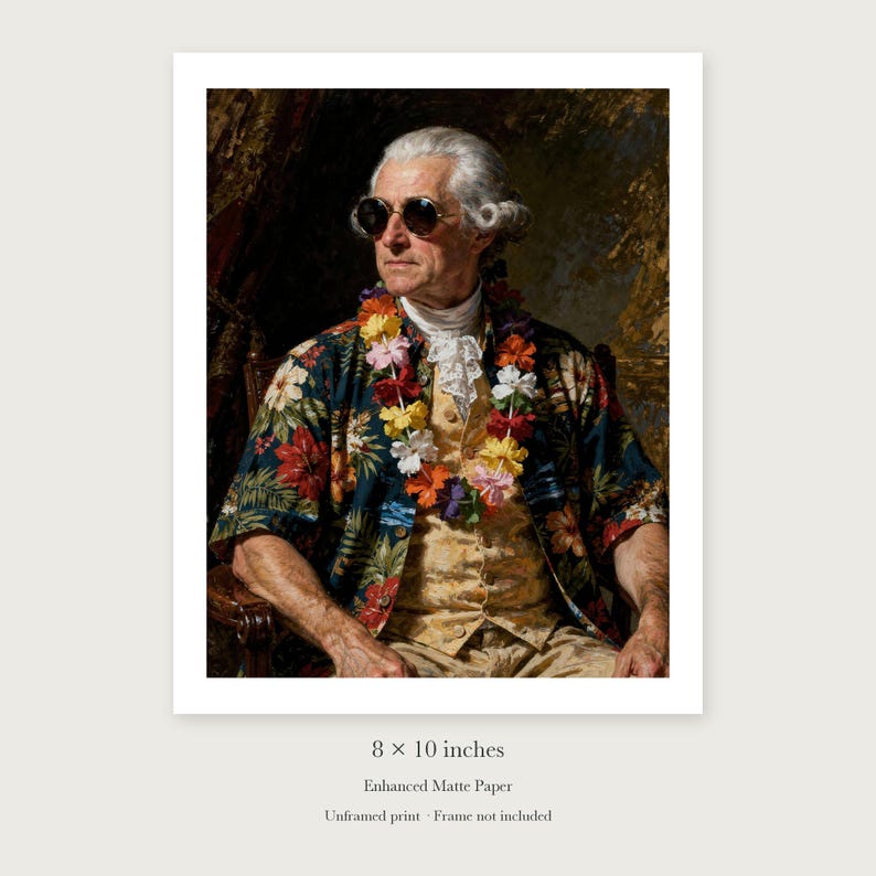 John Adams unframed 8 by 10 inch print on enhanced matte paper, shown with its white paper border.