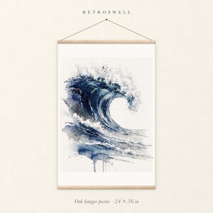 The Crest Wave Watercolor Art Print, Framed or Unframed Coastal Ocean Poster image 5