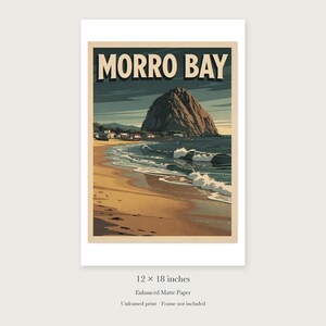 Morro Bay Surf unframed 12 by 18 inch print on enhanced matte paper, shown with its white paper border.