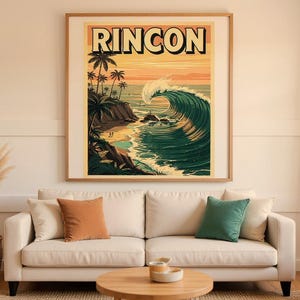Rincon California Surf Poster | Vintage Beach Print | Coastal Wall Art | Surfing Decor | Printable Wall Art | Digital Download image 8