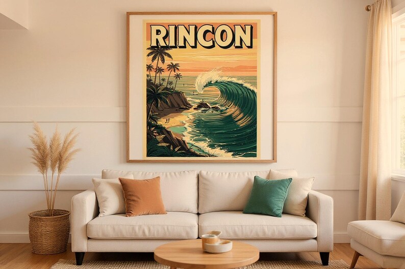Rincon California Surf Poster | Vintage Beach Print | Coastal Wall Art | Surfing Decor | Printable Wall Art | Digital Download image 8