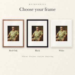 Frame options for William Howard Taft Surfer: Red Oak, black and white wood frames, each with a white mat.