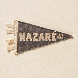 Nazaré, Portugal Surf Pennant Print | Vintage Felt Pennant Art | Beach House Decor | Retro Surf Wall Art | Printable Digital Download image 2