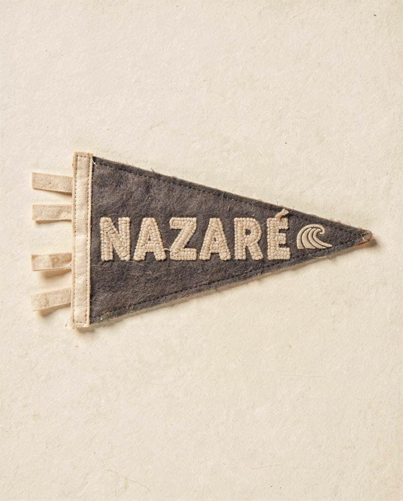 Nazaré, Portugal Surf Pennant Print | Vintage Felt Pennant Art | Beach House Decor | Retro Surf Wall Art | Printable Digital Download image 2