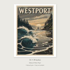 Westport Surf unframed 16 by 20 inch print on enhanced matte paper, shown with its white paper border.