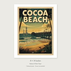 Cocoa Beach Surf unframed 8 by 10 inch print on enhanced matte paper, shown with its white paper border.
