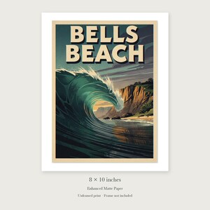 Bells Beach Australia Surf unframed 8 by 10 inch print on enhanced matte paper, shown with its white paper border.