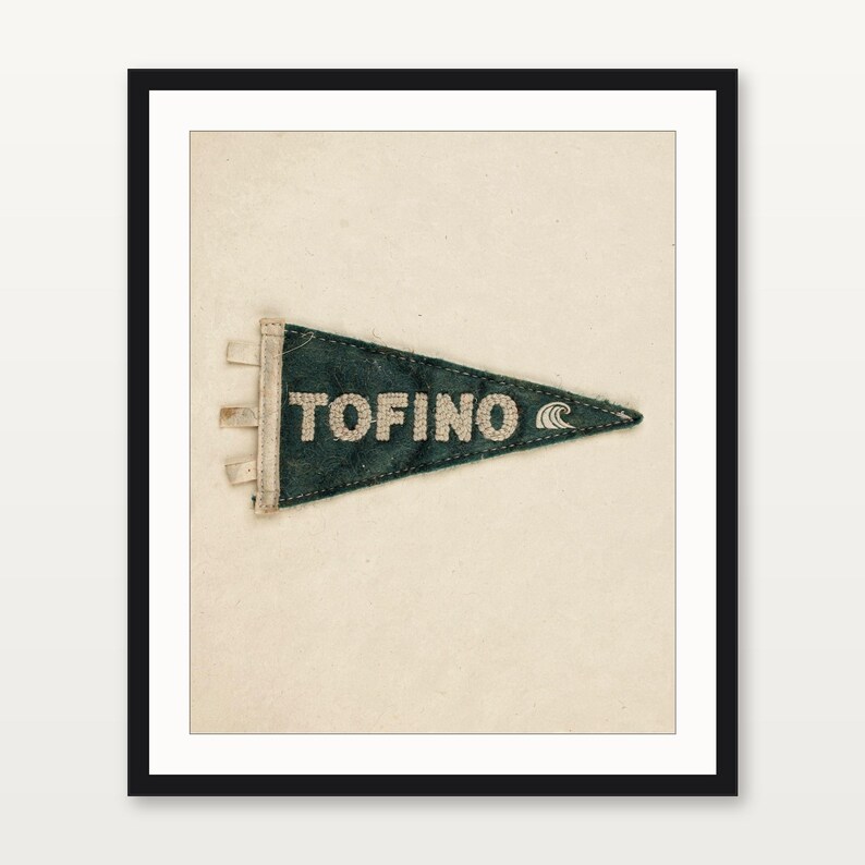 Tofino, British Columbia Surf Pennant Print | Vintage Felt Pennant Art | Beach House Decor | Retro Surf Wall Art | Printable Digital Downloa image 3