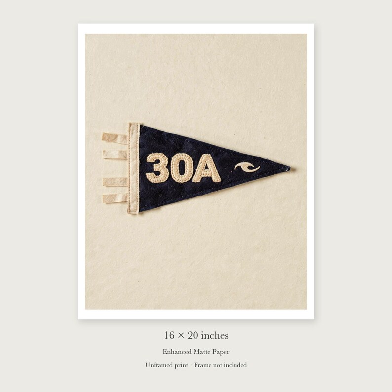 30A, Florida Surf Pennant unframed 16 by 20 inch print on enhanced matte paper, shown with its white paper border.