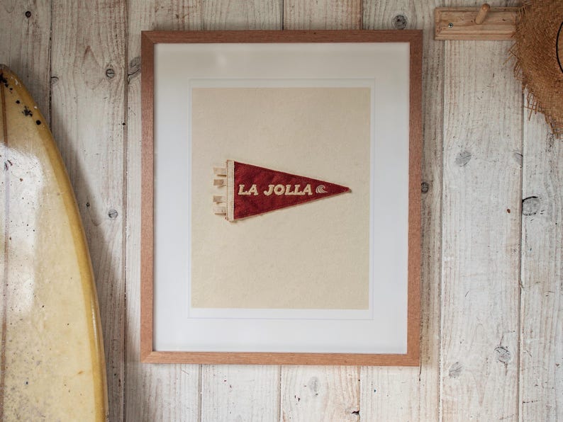 La Jolla Surf Pennant Art Print, Framed or Unframed Coastal Poster image 13