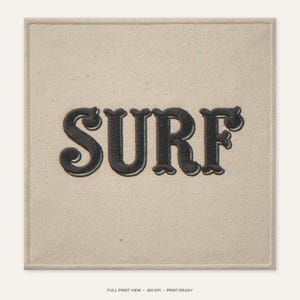 Surf Embroidered Patch Print - full unframed print view, 300 DPI print-ready quality