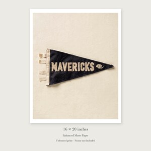 Mavericks Surf Pennant unframed 16 by 20 inch print on enhanced matte paper, shown with its white paper border.
