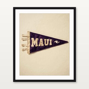 Maui, Hawaii Surf Pennant Print | Vintage Felt Pennant Art | Beach House Decor | Retro Surf Wall Art | Printable Digital Download image 3