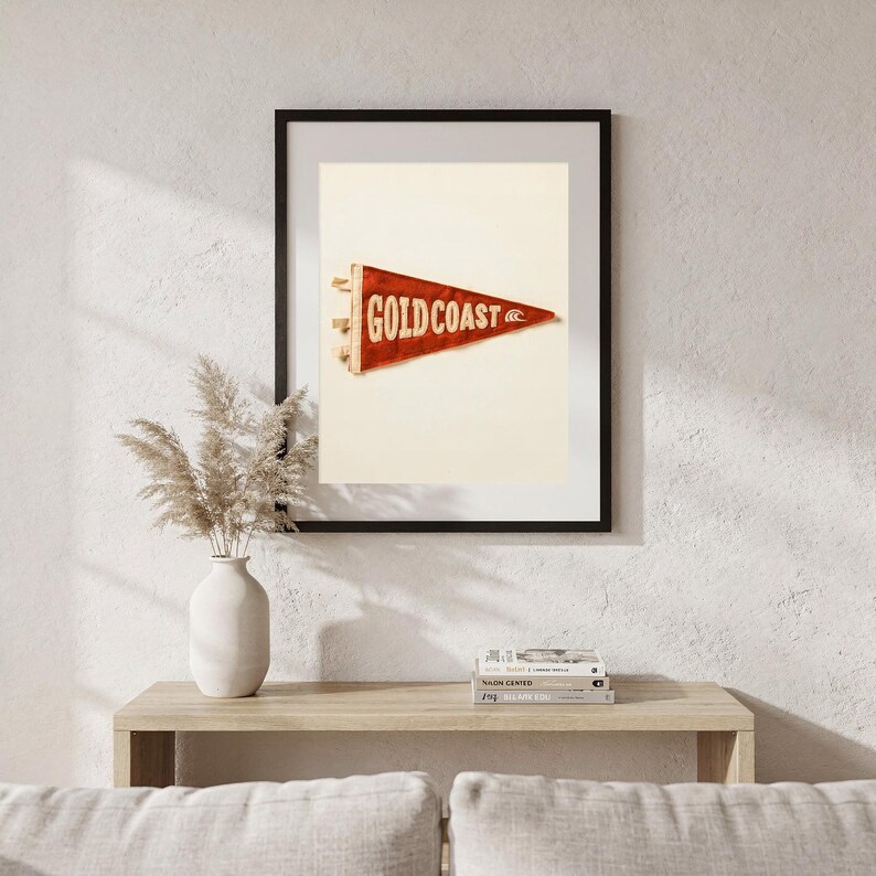 Gold Coast, Queensland, Australia Surf Pennant Print | Vintage Felt Pennant Art | Beach House Decor | Retro Surf Wall Art | Printable Digita image 5