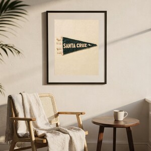 Santa Cruz, California Surf Pennant Print | Vintage Felt Pennant Art | Beach House Decor | Retro Surf Wall Art | Printable Digital Download image 7