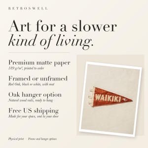 Waikiki Surf Pennant Art Print, Framed or Unframed Coastal Poster image 11