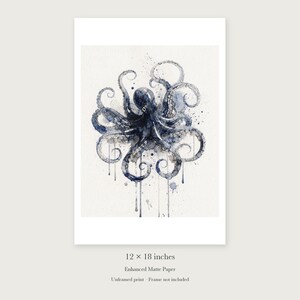 Octopus unframed 12 by 18 inch print on enhanced matte paper, shown with its white paper border.