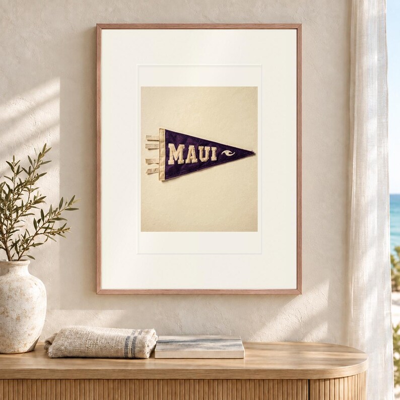 Maui Surf Pennant Art Print, Framed or Unframed Coastal Poster image 12