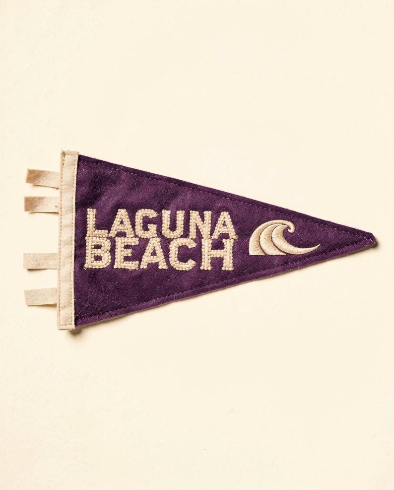Laguna Beach, California Surf Pennant Print | Vintage Felt Pennant Art | Beach House Decor | Retro Surf Wall Art | Printable Digital Downloa image 2