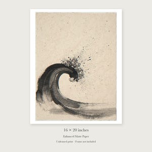Curling Wave Ink Style unframed 16 by 20 inch print on enhanced matte paper, shown with its white paper border.