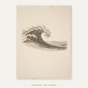 Vintage Wave Etching Print | Vintage Surf Wall Art (Digital Download) image 3