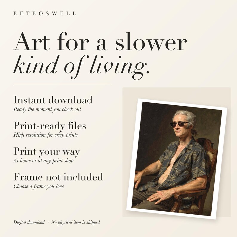 RetroSwell digital download: instant download, print-ready files, print at home or at any print shop. Frame not included.