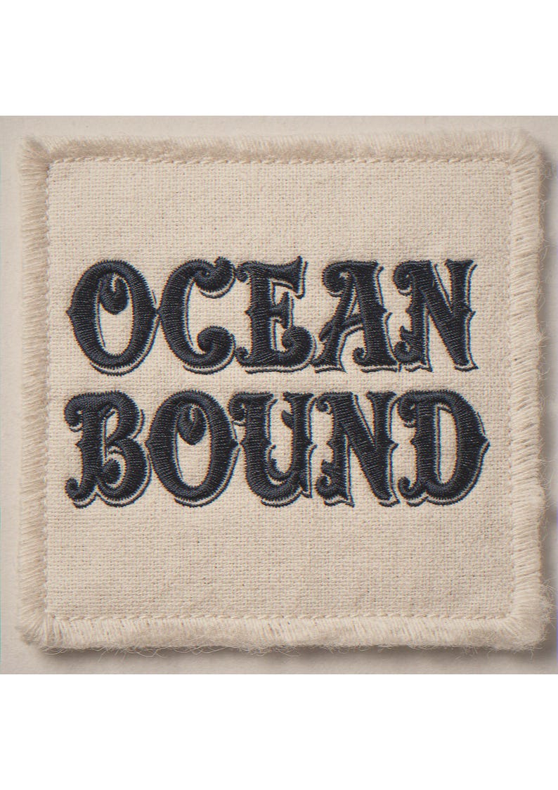 Ocean Bound embroidered-style patch unframed printed artwork and full composition with its paper border.