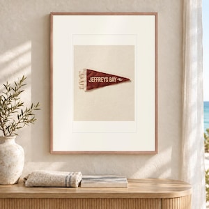 Jeffreys Bay, South Africa Surf Pennant Art Print, Framed or Unframed Coastal Poster image 2