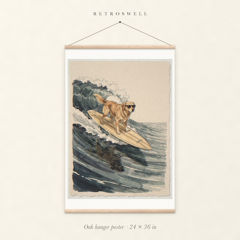 Golden Retriever Surfing Print