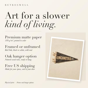 Encinitas, California Surf Pennant Art Print, Framed or Unframed Coastal Poster image 11