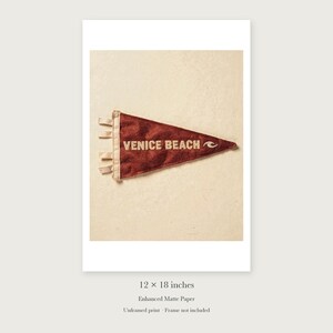 Venice Beach, California Surf Pennant Art Print, Framed or Unframed Coastal Poster image 8