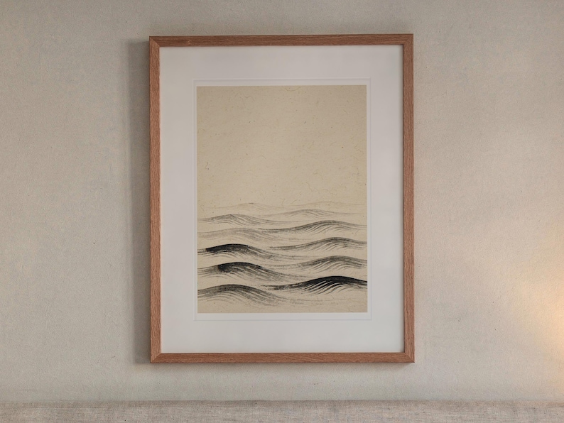 Sumi-e Seven Waves Ink Print (Digital Download)