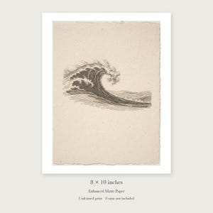 Wave Etching Style unframed 8 by 10 inch print on enhanced matte paper, shown with its white paper border.