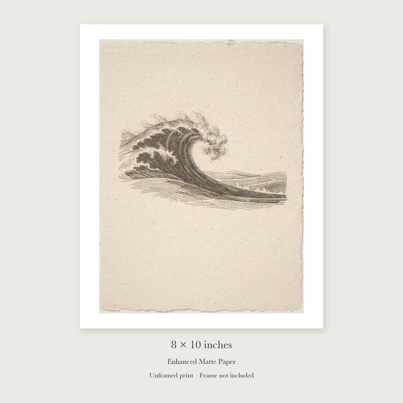 Wave Etching Style unframed 8 by 10 inch print on enhanced matte paper, shown with its white paper border.